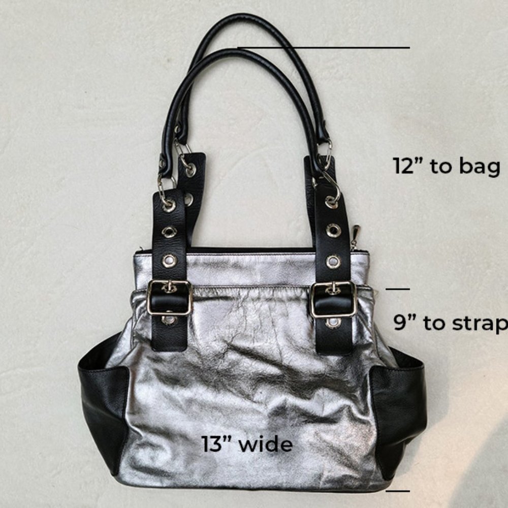 Metallic Silver Plinio Visona Shoulder Bag